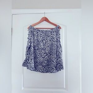 Entro Cutout Long Sleeve Blouse With Animal Print Off Shoulder